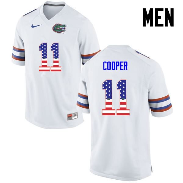 NCAA Florida Gators Riley Cooper Men's #11 USA Flag Fashion Nike White Stitched Authentic College Football Jersey WOV8264YN